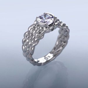 🍁Refine Dainty Weave Anillos Round Zircon Rings for Women, MARR9162